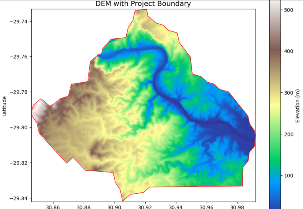 Flood Digital Elevation Model within the project boundary